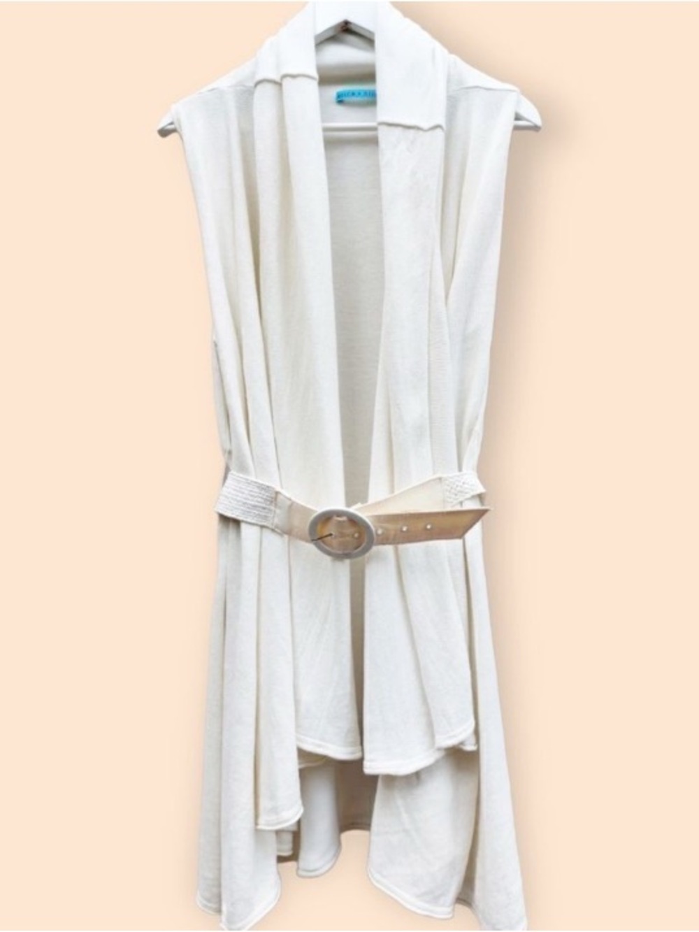 Alice + Olivia White Belted Sleeveless Cardigan Size Small